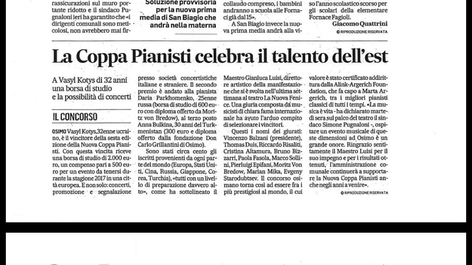 6th NUOVA COPPA PIANISTI - Il Corriere Adriatico