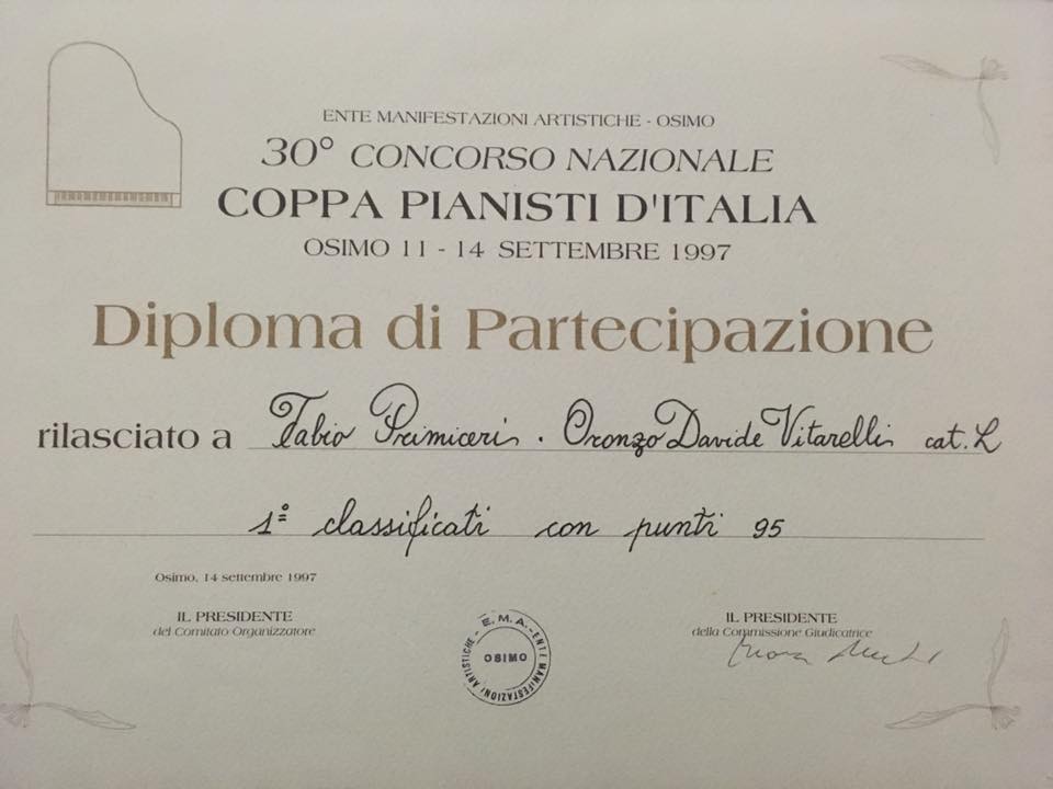 Diploma di Partecipazione 1997